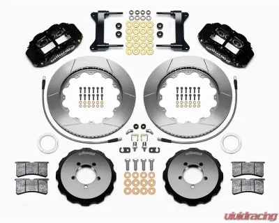 Wilwood Forged Narrow Superlite 6R Big Brake Front Brake Kit (Hat) - Slotted Rotor - Black - Subaru WRX 1999-2012 - 140-12875