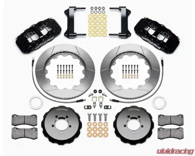 Wilwood AERO6 Big Brake Front Brake Kit - Slotted Rotor - Black - Subaru WRX 1999-2012 - 140-12876