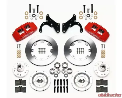 Wilwood Forged Dynapro 6 Big Brake Front Brake Kit (Hub) - Plain Face Rotor - Red - Chevrolet Impala | Corvette 1969-1982 - 140-12946-R