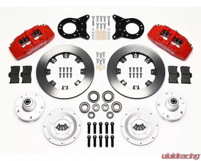 Wilwood Forged Dynapro 6 Big Brake Front Brake Kit (Hub) - Plain Face Rotor - Red - Ford Mustang 1965-1969 - 140-12947-R