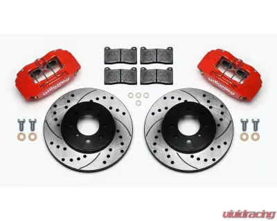 Wilwood Forged DPHA Front Caliper and Rotor Kit - Drilled and Slotted Rotor - Red - Honda/Acura - 140-12996-DR
