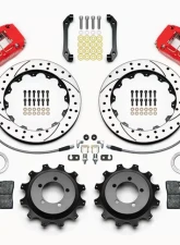 Wilwood Dynapro Radial Rear Brake Kit For OE Parking Brake - Drilled and Slotted Rotor - Red - Subaru WRX 2006-2007                                     - 140-13013-DR - Image 3
