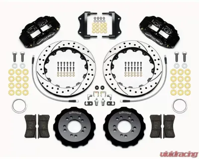 Wilwood Forged Narrow Superlite 6R Big Brake Front Brake Kit (Hat) - Drilled and Slotted Rotor - Black - Ford Focus ST 2013+ - 140-13018-D