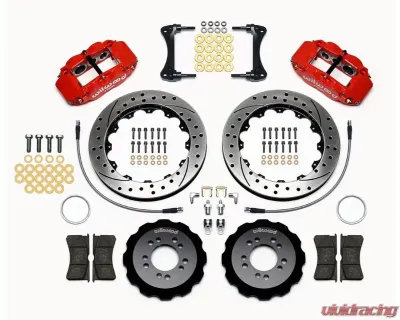 Wilwood Forged Narrow Superlite 6R Big Brake Front Brake Kit (Hat) - Drilled and Slotted Rotor - Red - Hyundai Genesis Coupe 2008+ - 140-13043-DR