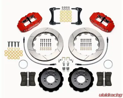 Wilwood Forged Narrow Superlite 6R Big Brake Front Brake Kit (Hat) - Slotted Rotor - Red - Hyundai Genesis Coupe 2008+ - 140-13043-R