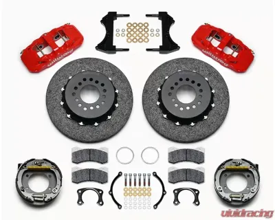 Wilwood AERO4 WCCB Carbon-Ceramic Big Brake Rear OE Parking Brake Kit - Plain Face Rotor - Red - 140-13164-CSICR