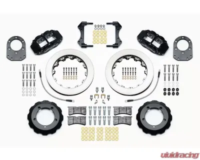 Wilwood Forged Narrow Superlite 4R Big Brake Front Brake Kit (Hat)  - Plain Face Rotor - Red - Ford Bronco 1966-1972 - 140-13304-R