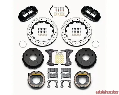 Wilwood Forged Narrow Superlite 4R Big Brake Rear Parking Brake Kit  - Drilled and Slotted Rotor - Black - 140-13333-D