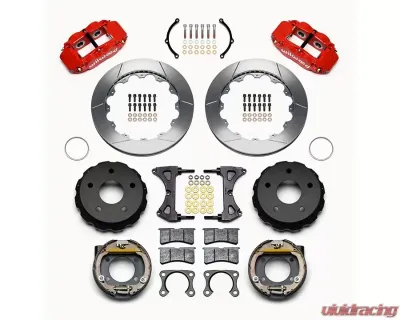 Wilwood Forged Narrow Superlite 4R Big Brake Rear Parking Brake Kit  - Slotted Rotor - Red - 140-13333-R