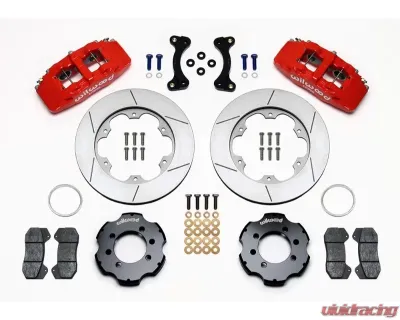 Wilwood Forged Dynapro 6 Big Brake Front Brake Kit (Hat)  - Slotted Rotor - Red - Mazda Miata 1995-2005 - 140-13380-R