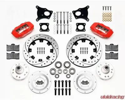 Wilwood Forged Dynalite Big Brake Front Brake Kit (Hub)  - Drilled and Slotted Rotor - Red - AMC 1971-1976 - 140-13395-DR
