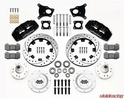 Wilwood Forged Dynapro 6 Big Brake Front Brake Kit (Hub) - Drilled and Slotted Rotor - Black - AMC 1971-1976 - 140-13554-D