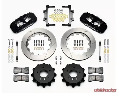 Wilwood AERO4 Big Brake Rear Brake Kit For OE Parking Brake - Slotted Rotor - Black - BMW 3 Series E90 2007-2011 - 140-13583