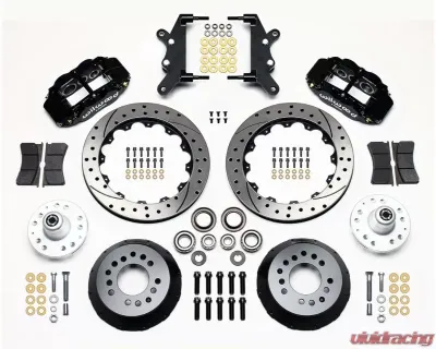 Wilwood Forged Narrow Superlite 6R Big Brake Front Brake Kit (Hub) - Drilled and Slotted Rotor - Black - Ford | Mercury  1960-1968 - 140-13630-D