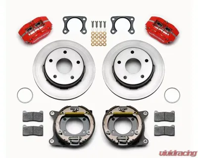 Wilwood  Dynapro Lug Mount Rear Parking Brake Kit - Plain Face Rotor - Red - Ford Bronco 1965-1977 - 140-13733-R
