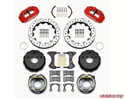 Wilwood Forged Narrow Superlite 4R Big Brake Rear Parking Brake Kit - Drilled and Slotted Rotor - Red - Ford Bronco 1976-1977 - 140-13665-DR