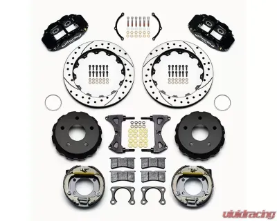 Wilwood Forged Narrow Superlite 4R Big Brake Rear Parking Brake Kit - Drilled and Slotted Rotor - Black - Ford Bronco 1976-1977 - 140-13665-D