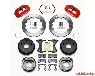 Wilwood Forged Narrow Superlite 4R Big Brake Rear Parking Brake Kit - Slotted Rotor - Red - Ford Bronco 1976-1977 - 140-13666-R
