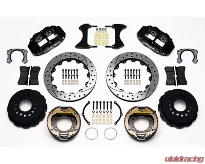 Wilwood Forged Narrow Superlite 4R Big Brake Rear Parking Brake Kit - Drilled and Slotted Rotor - Black - 2.50 - 140-13677-D