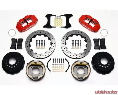 Wilwood Forged Narrow Superlite 4R Big Brake Rear Parking Brake Kit - Drilled and Slotted Rotor - Red - 2.75 - 140-13678-DR