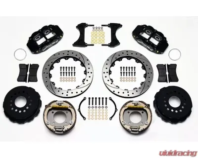 Wilwood Forged Narrow Superlite 4R Big Brake Rear Parking Brake Kit - Drilled and Slotted Rotor - Black - 2.75 - 140-13678-D