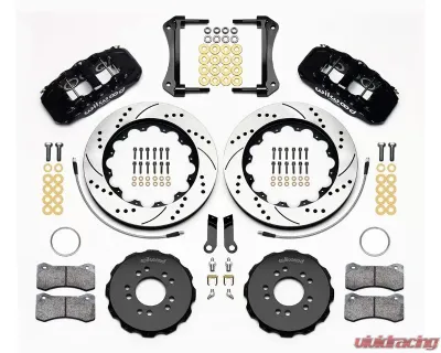 Wilwood AERO6 Big Brake Front Brake Kit - Drilled and Slotted Rotor - Black - Ford Mustang 2005-2014 - 140-13685-D