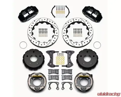 Wilwood  Forged Narrow Superlite 4R Big Brake Rear Parking Brake Kit- Drilled and Slotted Rotor - Black - Ford Bronco 1965-1977 - 140-13734-D