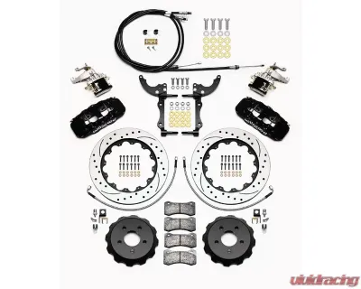 Wilwood AERO4-MC4 Big Brake Rear Parking Brake Kit - Drilled and Slotted Rotor - Black -  Ford Mustang 2015+ - 140-13888-D