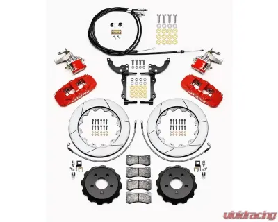 Wilwood AERO4-MC4 Big Brake Rear Parking Brake Kit - Slotted Rotor - Red -  Ford Mustang 2015+ - 140-13888-R