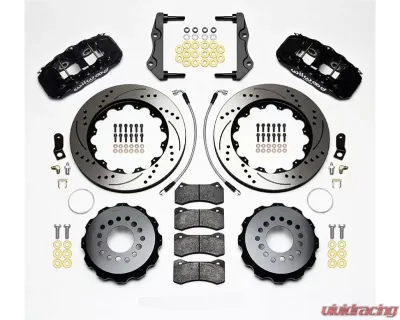Wilwood AERO4 Big Brake Rear Brake Kit For OE Parking Brake - Drilled and Slotted Rotor - Black - Dodge Challenger 2014+ - 140-14068-D