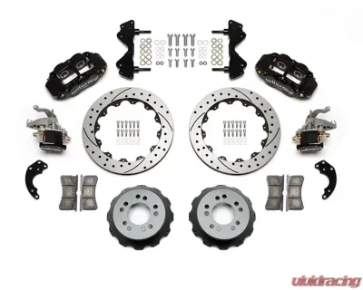 Wilwood Forged Narrow Superlite 4R-MC4 Big Brake Rear Parking Brake Kit - Drilled and Slotted Rotor - Black - 140-14263-D