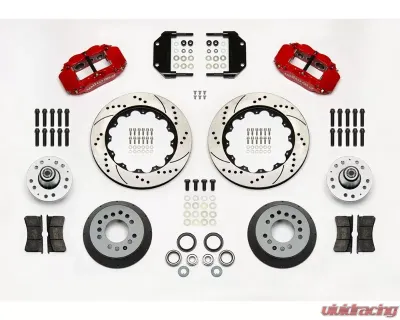 Wilwood Forged Narrow Superlite 6R Big Brake Front Brake Kit (Hub) - Drilled and Slotted Rotor - Red - 140-14277-DR