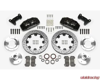 Wilwood Forged Dynapro 6 Big Brake Front Brake Kit (5 x 5 Hub)) - Drilled and Slotted Rotor - Black - Ford Mustang 1974-1980 - 140-14531-D
