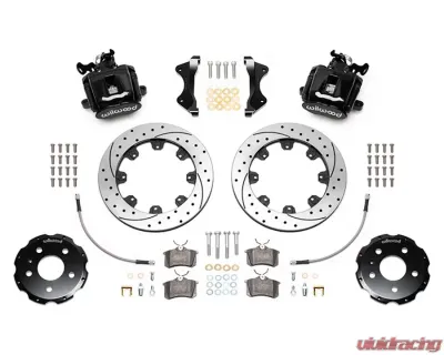 Wilwood Combination Parking Brake Caliper Rear Brake Kit - Drilled and Slotted Rotor - Black - Audi A4 2003-2008 - 140-14591-D