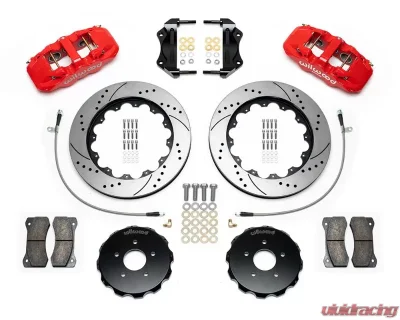 Wilwood AERO6 Big Brake Front Brake Kit - Drilled and Slotted Rotor - Red - Nissan 350Z | Infiniti G35 2003-2009 - 140-14815-DR