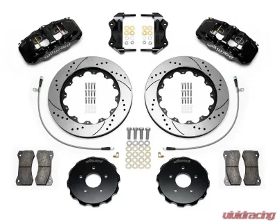 Wilwood AERO6 Big Brake Front Brake Kit - Drilled and Slotted Rotor - Black - Nissan 350Z | Infiniti G35 2003-2009 - 140-14815-D