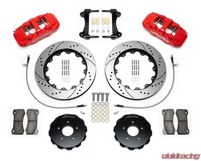 Wilwood AERO6 Big Brake Front Brake Kit - Drilled and Slotted Rotor - Red - Nissan 350Z | Infiniti G35 2009-2013 - 140-14819-DR