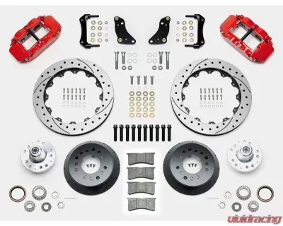 Wilwood Forged Narrow Superlite 6R Big Brake Front Brake Kit (Hub) - Drilled and Slotted Rotor - Red - Ford F100 1968-1972 - 140-14841-DR
