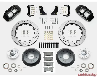 Wilwood Forged Narrow Superlite 6R Big Brake Front Brake Kit (Hub) - Drilled and Slotted Rotor - Black - Ford F100 1968-1972 - 140-14841-D