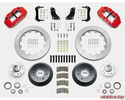Wilwood Forged Narrow Superlite 6R Big Brake Front Brake Kit (Hub) - Slotted Rotor - Red - Ford F100 1968-1972 - 140-14840-R