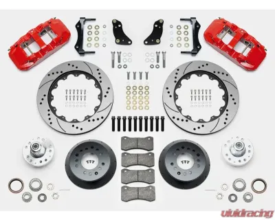 Wilwood Forged Narrow Superlite 6R Big Brake Front Brake Kit (Hub) - Drilled and Slotted Rotor - Red - Ford F100 1968-1972 - 140-14842-DR