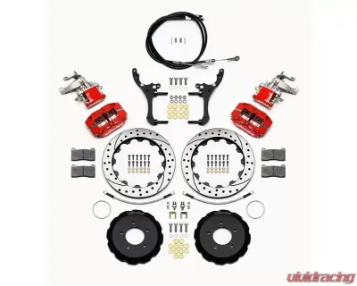 Wilwood Dynapro Radial-MC4 Rear Parking Brake Kit - Drilled and Slotted Rotor - Red - Mazda Miata 2006-2015 - 140-15034-DR