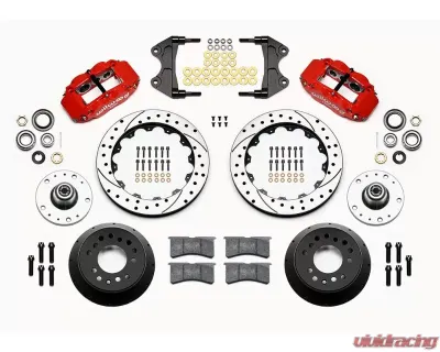 Wilwood Forged Narrow Superlite 6R Big Brake Front Brake Kit - Drilled and Slotted Rotor - Red - WWE ProSpindle - 140-15155-DR