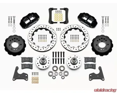 Wilwood Forged Narrow Superlite 6R Big Brake Front Brake Kit (Hub) -  Drilled and Slotted Rotor - Black - Chrysler | Dodge | Plymouth 1965-1972 C-Body - 140-15200-D
