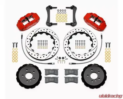 Wilwood Forged Narrow Superlite 6R Big Brake Front Brake Kit (Hat) - Drilled & Slotted Rotor - Red - Mini Cooper 2014-2015 - 140-15214-DR