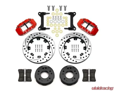 Wilwood Forged Narrow Superlite 6R Big Brake Front Brake Kit (Hat) - Drilled & Slotted Rotor - Red - Chevrolet GMC C10 1963-1987 - 140-15302-DR