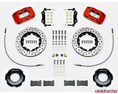 Wilwood Dynapro Radial Big Brake Front Brake Kit - Drilled & Slotted Rotor - Red - Jaguar E Type 1961-1968 - 140-15395-DR