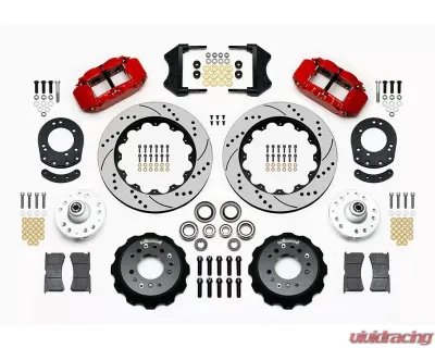 Wilwood Forged Narrow Superlite 6R Dust-Seal Big Brake Front Brake Kit - Drilled & Slotted Rotor - Red - Ford Mustang 1965-1969 - 140-15407-DR