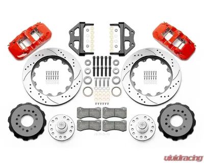 Wilwood AERO6 Big Brake Front Brake Kit - Drilled & Slotted Rotor - Red - Chevy 1955-1957 - 140-15558-DR