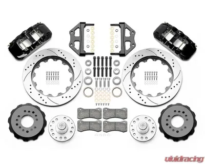 Wilwood AERO6 Big Brake Front Brake Kit - Drilled & Slotted Rotor - Black - Chevy 1955-1957 - 140-15558-D